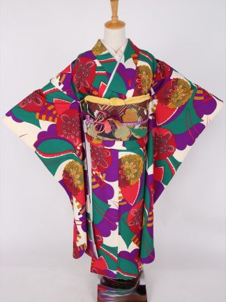 振袖レンタル Lサイズ 緑系 着物レンタルnadeshiko